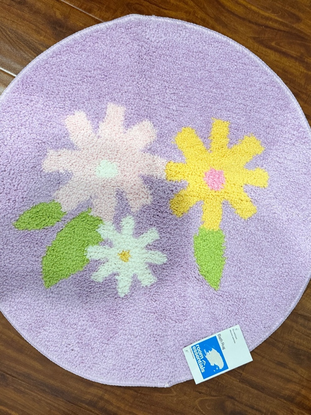 Room Essentials 24" Round Floral Bath Rug Lilac NWT